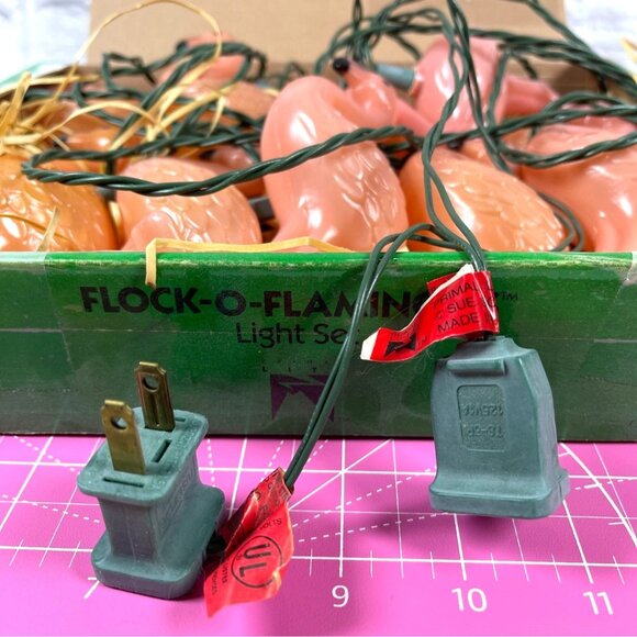 Vintage Flock-O-Flamingos String Light Set 10 Flamingo Lights With Original Box - Picture 8 of 15